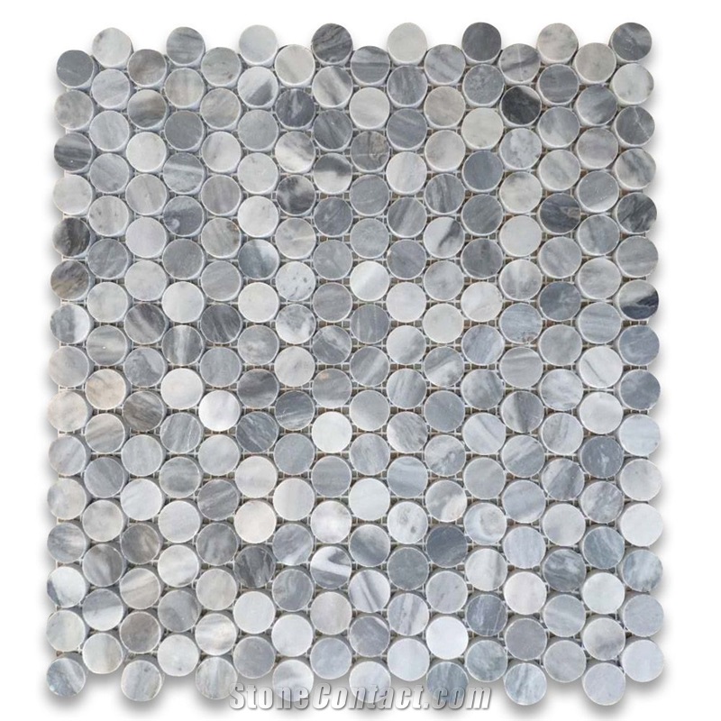 Bardiglio Gray 3/4 Penny Round Mosaic Polished