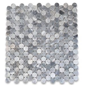 Bardiglio Gray 3/4 Penny Round Mosaic Polished