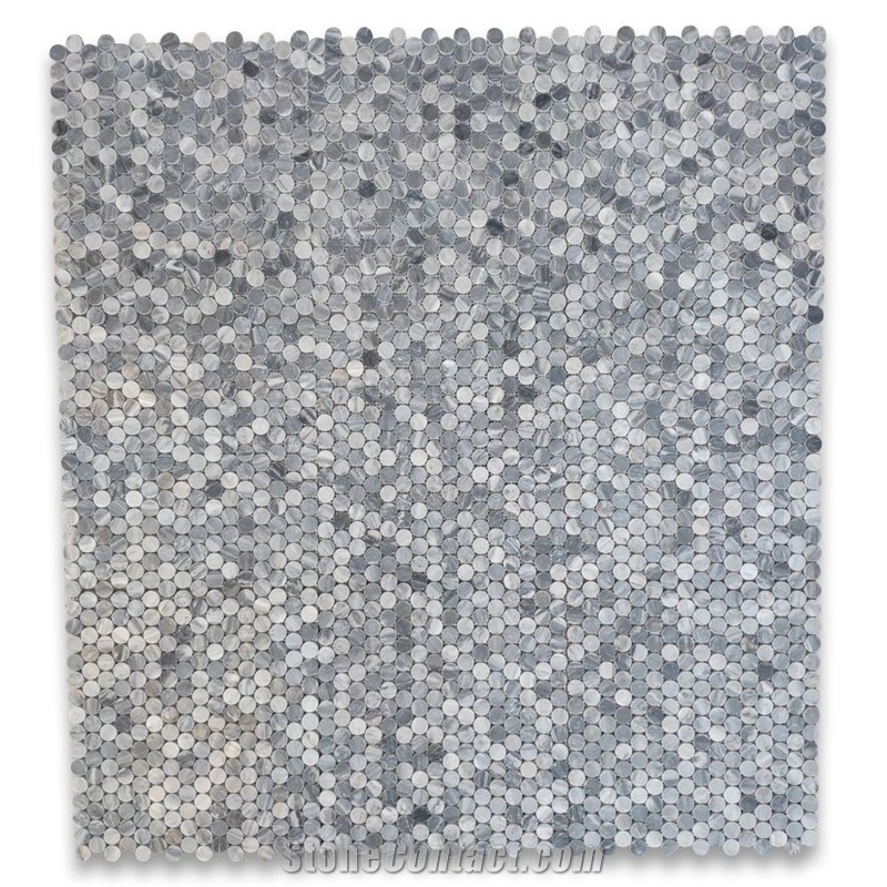Bardiglio Gray 3/4 Penny Round Mosaic Polished
