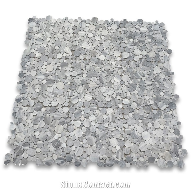 Bardiglio Gray Bubble Round Mosaic Tile Polished