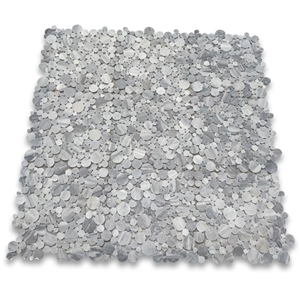 Bardiglio Gray Bubble Round Mosaic Tile Polished