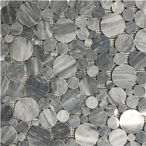 Bardiglio Gray Bubble Round Mosaic Tile Polished