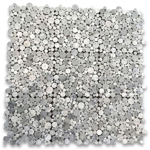 Bardiglio Gray Bubble Round Mosaic Tile Polished