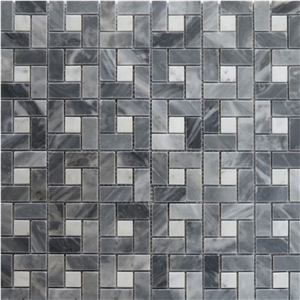 Bardiglio Gray Target Pinwheel Mosaic Carrara Dots