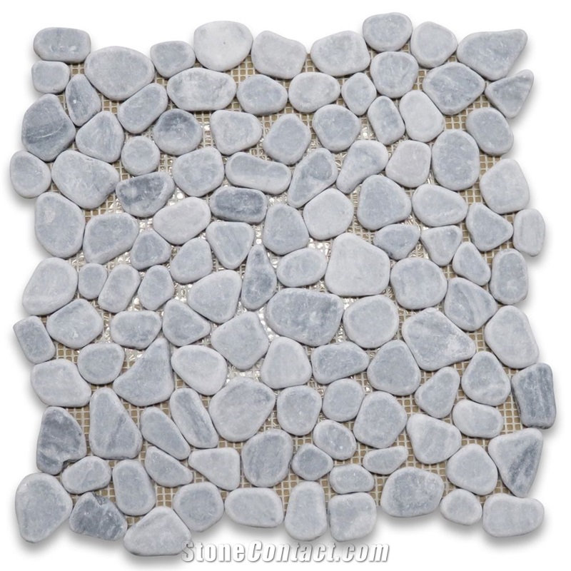 Bardiglio River Rocks Pebble Stone Mosaic Tumbled