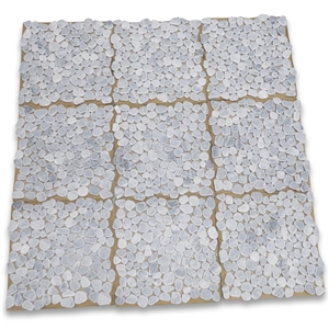 Bardiglio River Rocks Pebble Stone Mosaic Tumbled