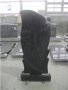 Black Granite Russian Style Upright Tombstones