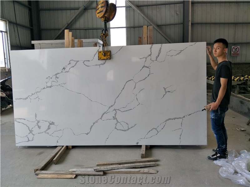 Bookmatch Calacatta White Quartz Slabs