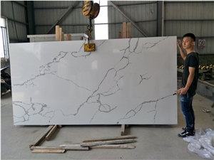 Bookmatch Calacatta White Quartz Slabs