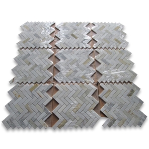 Calacatta Gold 1x3 Herringbone Mosaic Tile Polish