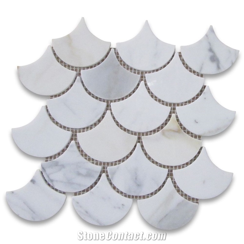 Calacatta Gold Grand Fish Scale Fan Shaped Mosaic