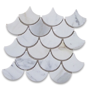Calacatta Gold Grand Fish Scale Fan Shaped Mosaic