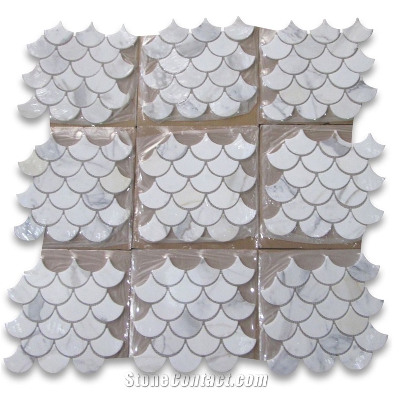 Calacatta Gold Grand Fish Scale Fan Shaped Mosaic