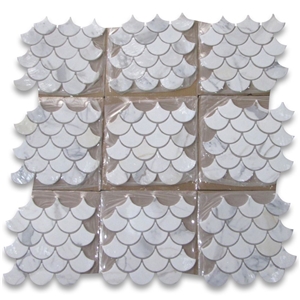 Calacatta Gold Grand Fish Scale Fan Shaped Mosaic