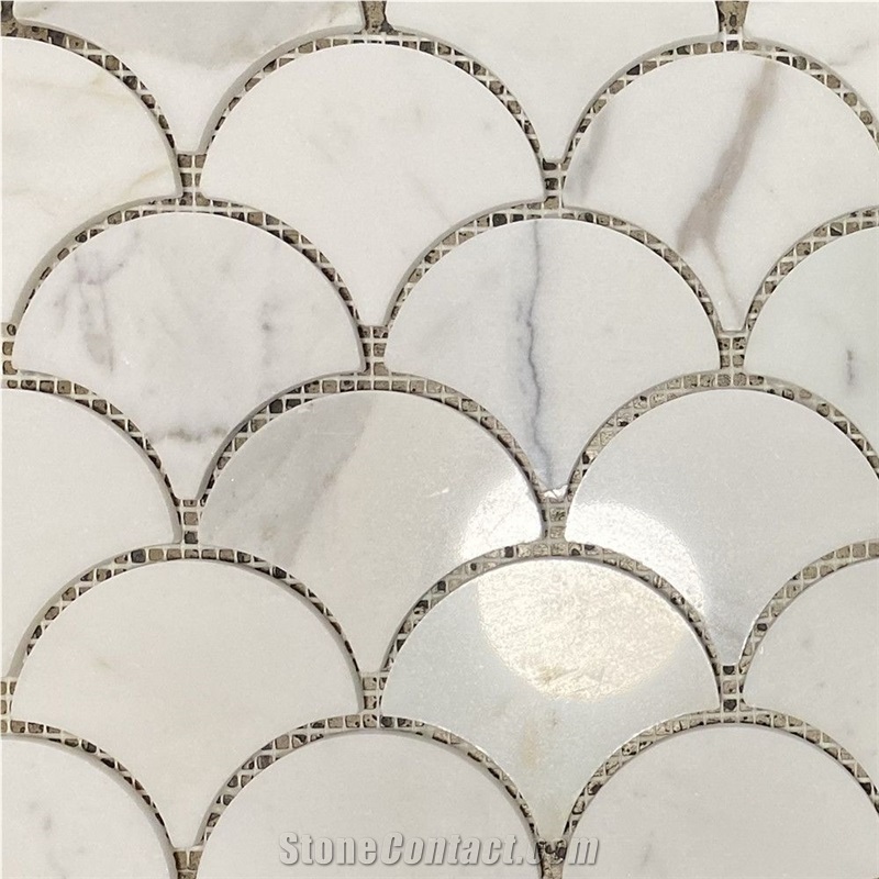 Calacatta Gold Grand Fish Scale Fan Shaped Mosaic