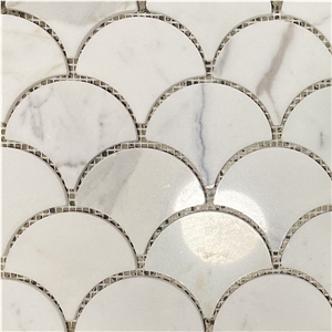 Calacatta Gold Grand Fish Scale Fan Shaped Mosaic