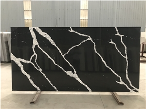 Calacatte Black Quartz Slab for Bathroom