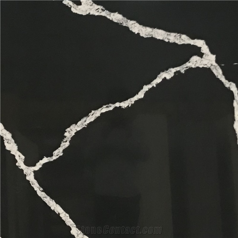 Calacatte Black Quartz Slab for Bathroom