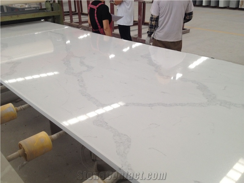 Calacatte White Quartz for Bathroom Sinks Ms7004