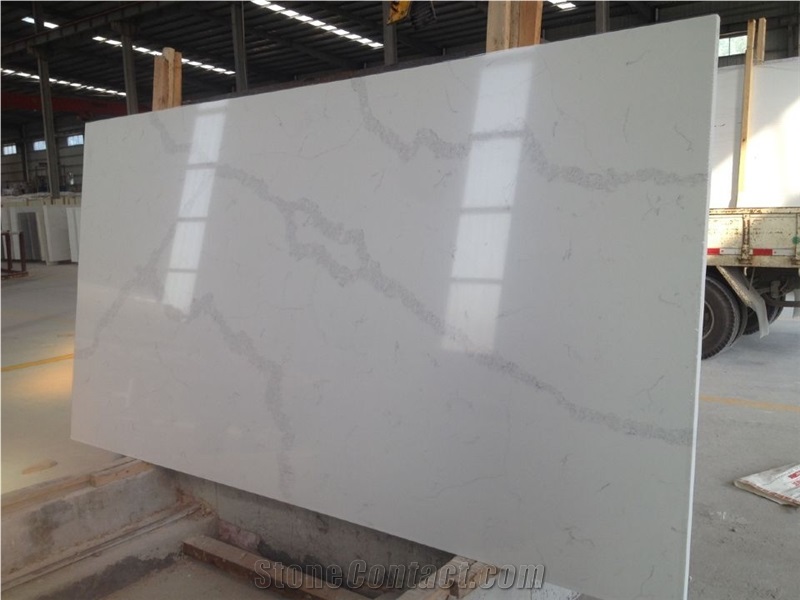Calacatte White Quartz for Bathroom Sinks Ms7004