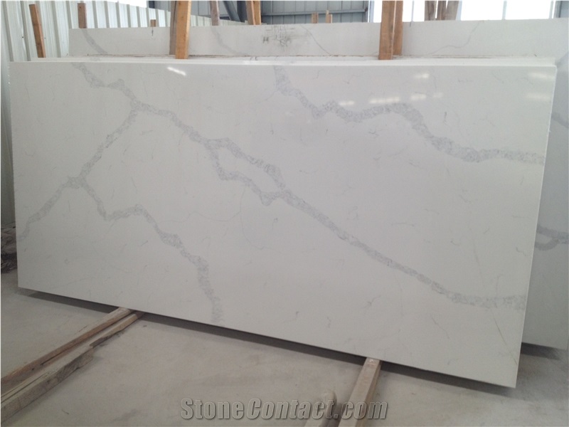 Calacatte White Quartz for Bathroom Sinks Ms7004