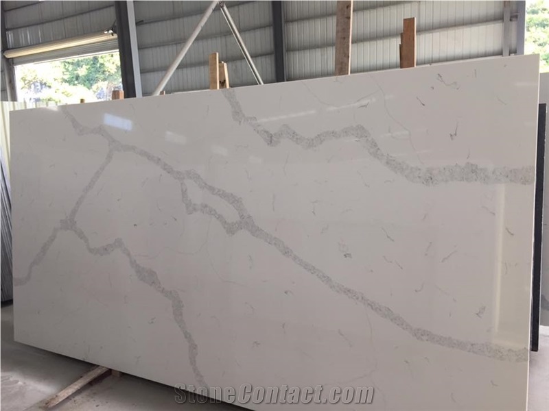 Calacatte White Quartz for Bathroom Sinks Ms7004