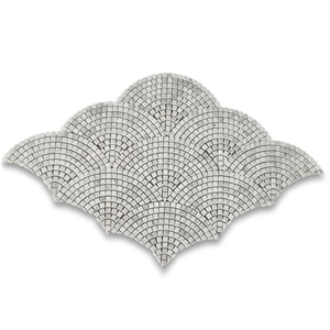 Carrara Fish Scale Scallop Fan Pattern Mini Mosaic