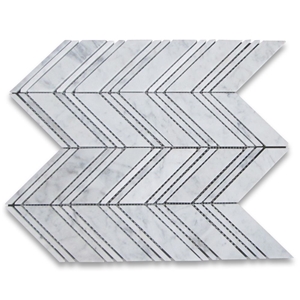 Carrara White 1x4 Chevron Mosaic Tile Lines Honed