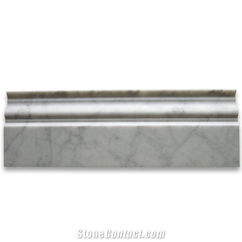 Carrara White 4x12 Baseboard Crown Molding Honed