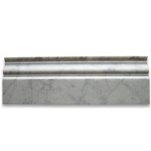 Carrara White 4x12 Baseboard Crown Molding Honed
