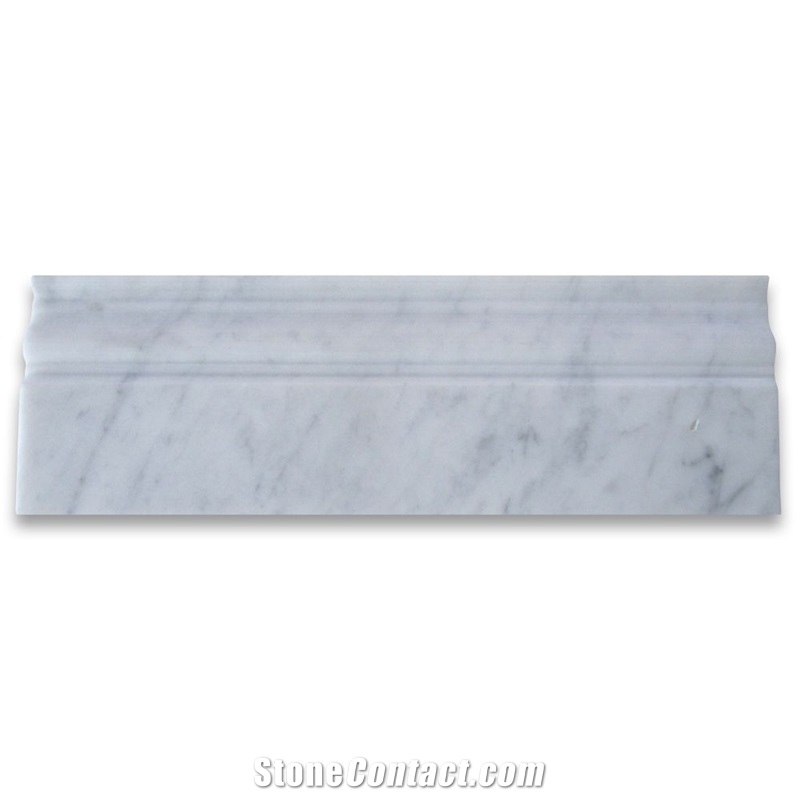 Carrara White 4x12 Baseboard Crown Molding Honed
