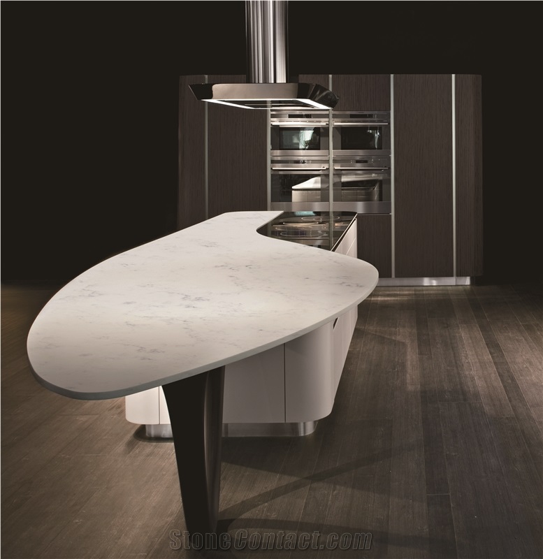 Carrara White Quartz Kitchen Island Top,Countertop