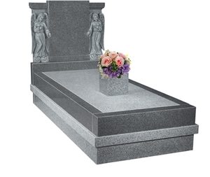 Double Angel Grey Granite Gravestones