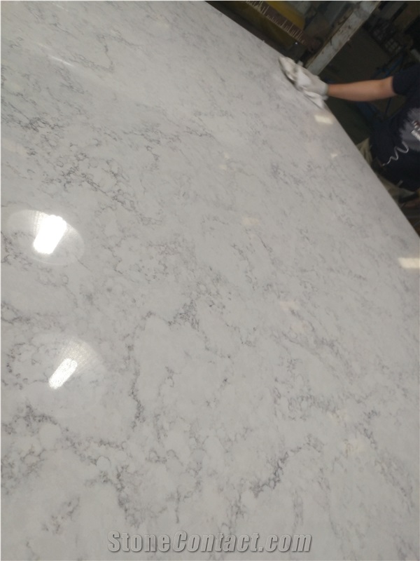 Engineered Quartz Carrara White for Countertop Ms6001