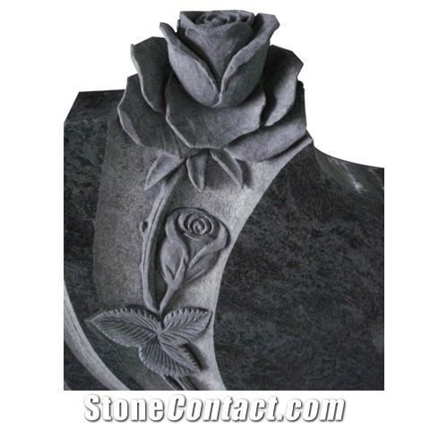 European Style Black Colors Upright Headstone
