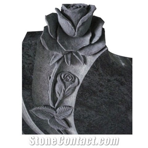 European Style Black Colors Upright Headstone