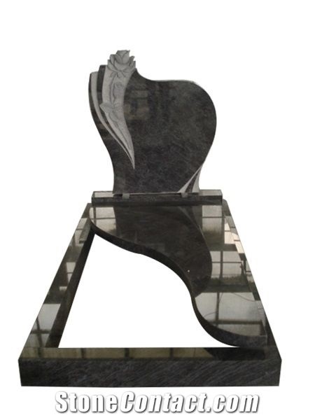 European Style Black Colors Upright Headstone