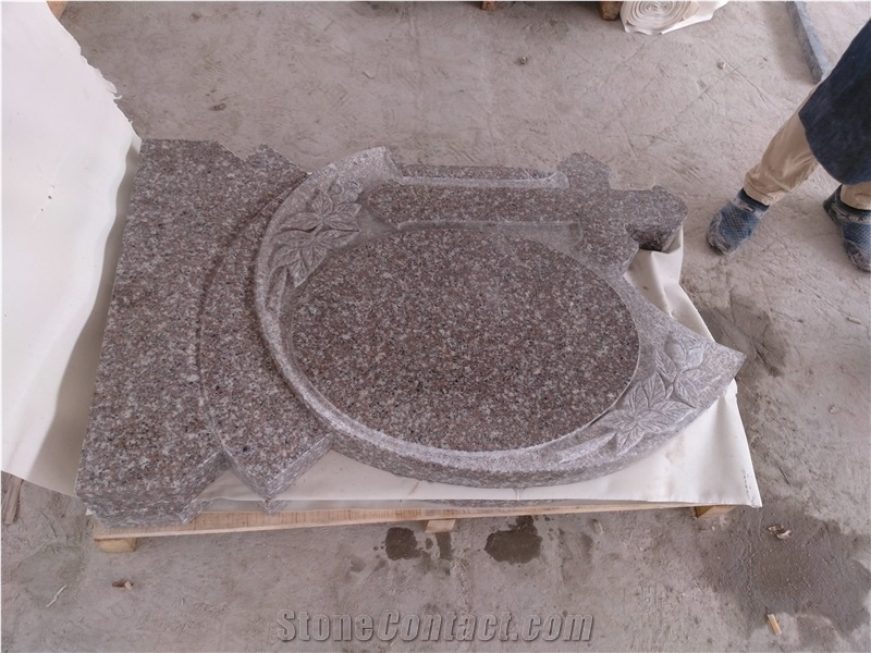 European Style Gravestones with Red Granite