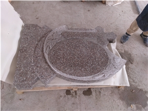 European Style Gravestones with Red Granite