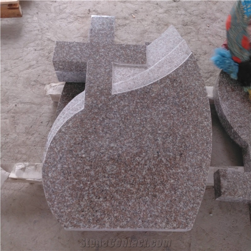 European Style Gravestones with Red Granite