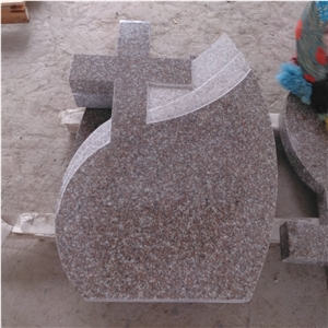 European Style Gravestones with Red Granite