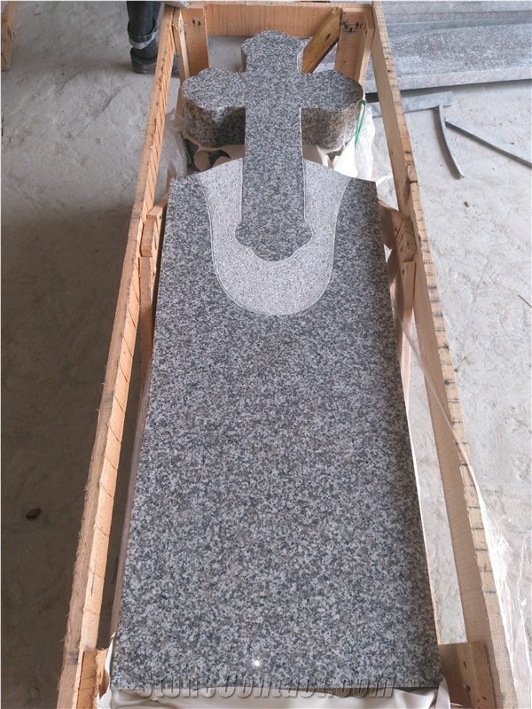 European Style Gravestones with Red Granite