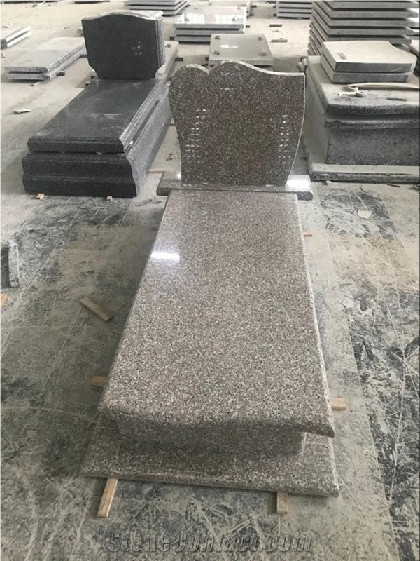 G635 Light Pink Poland Style Heart Shape Tombstone