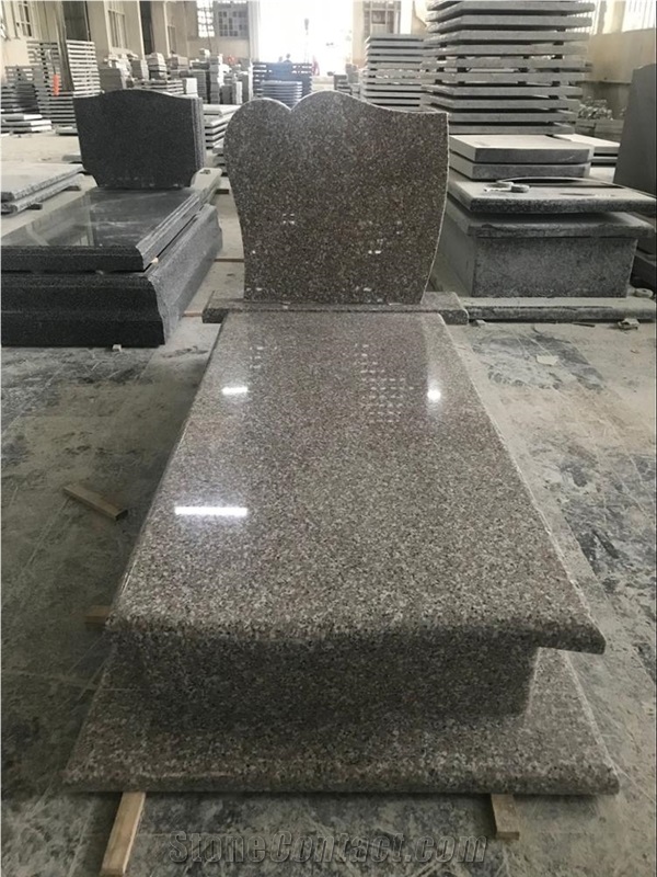 G635 Light Pink Poland Style Heart Shape Tombstone