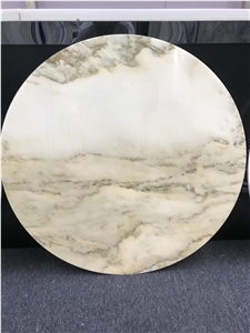 Landscape Painting Stone Round Table Top for Home