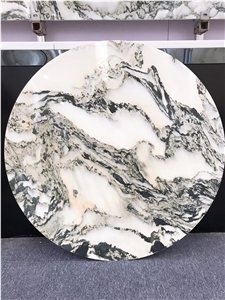 Landscape Painting Stone Round Table Top for Home