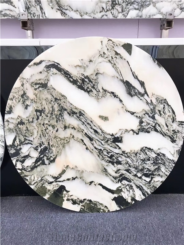 Landscape Painting Stone Round Table Top for Home