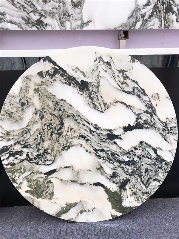 Landscape Painting Stone Round Table Top