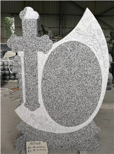 Light Grey Cross Headstone Gravestones