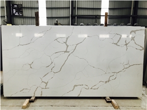 Ms7005c Light Gold Calacatta Quartz Slabs for Tops